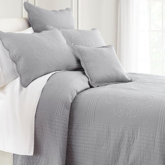 NEW Hudson & Main Tailored Tonal Audrey Bedspread Gray Twin - Picture 3 of 8